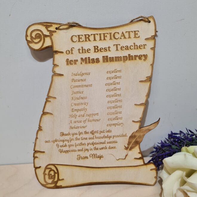 Certyfikat dla nauczyciela