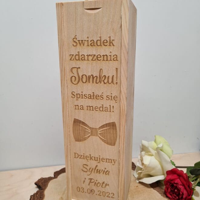 Personalizowana skrzynka na alkohol - prezent dla świadka "Spisałeś się na medal"
