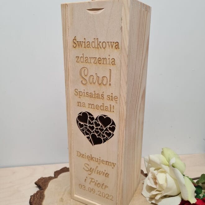 Personalizowana skrzynka na alkohol - prezent dla świadkowej "Spisałaś się na medal"