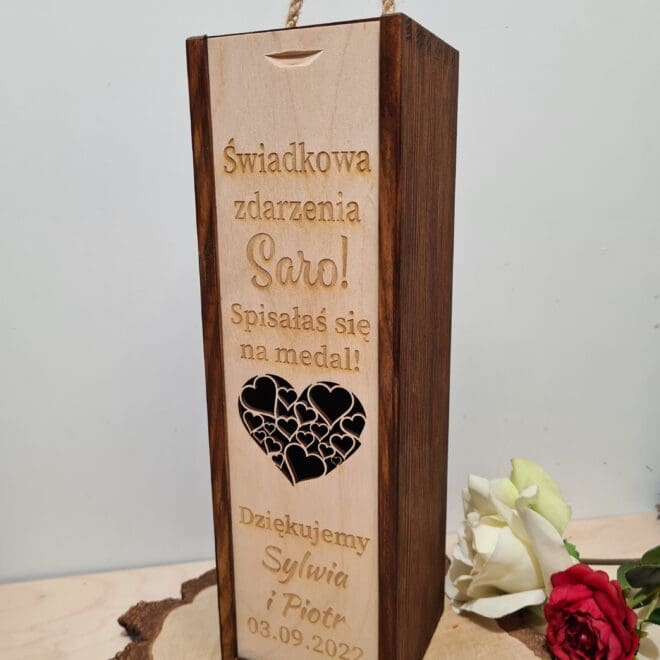 PERSONALIZOWANA SKRZYNKA NA ALKOHOL - prezent dla świadkowej "SPISAŁAŚ SIĘ NA MEDAL"
