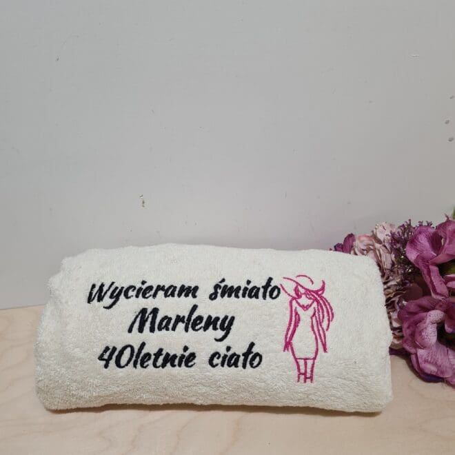 Ręcznik z haftem "Wycieram śmiało"