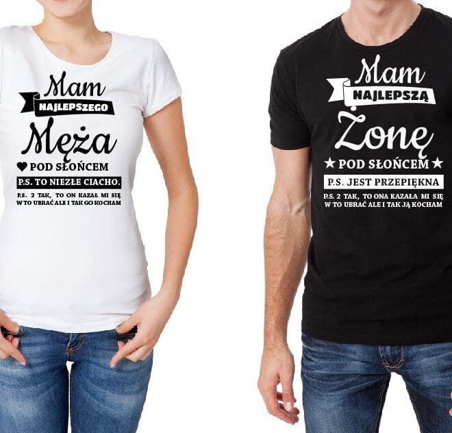 Koszulki dla par "Mam najlepszego Męża pod słońcem i Mam najlepszą Żonę pod słońcem"