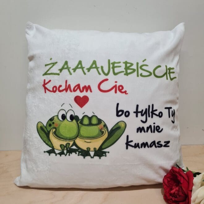 Poduszka z nadrukiem na Walentynki - Żaaajebiście Kocham Cię