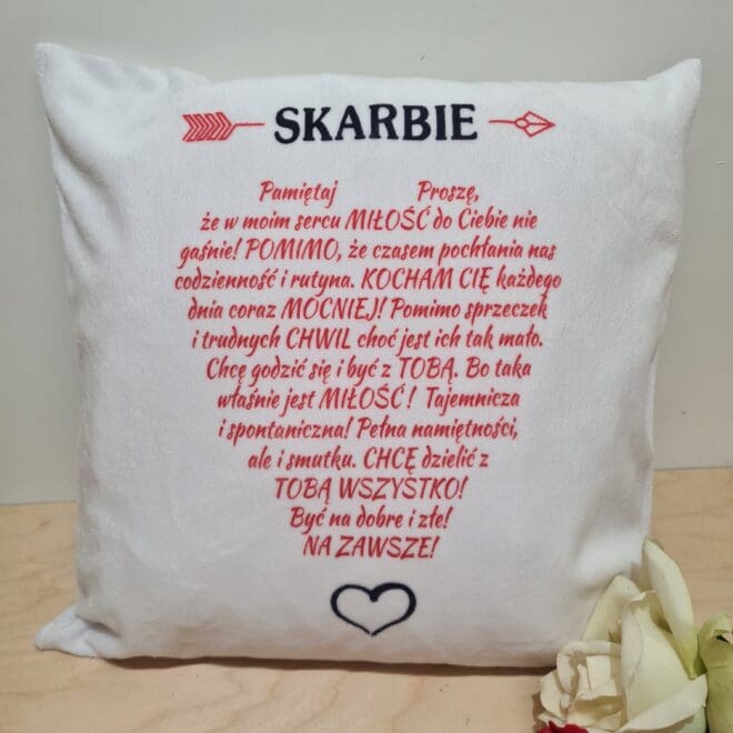 Poduszka z nadrukiem na Walentynki - Chcę dzielić z Tobą wszystko