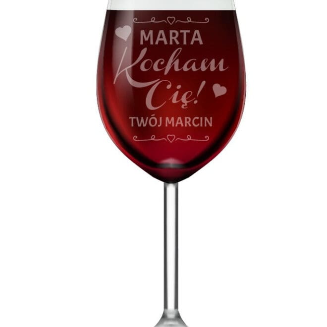 Kieliszek do wina z grawerem na Walentynki "Kocham Cię"