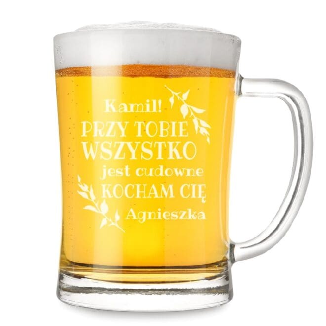 Kufel z grawerem na walentynki dla niego - Przy tobie wszystko jest cudowne