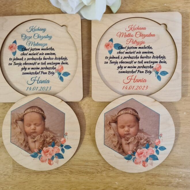 Podziękowanie dla Chrzestnych Chrzest Święty ze zdjęciem