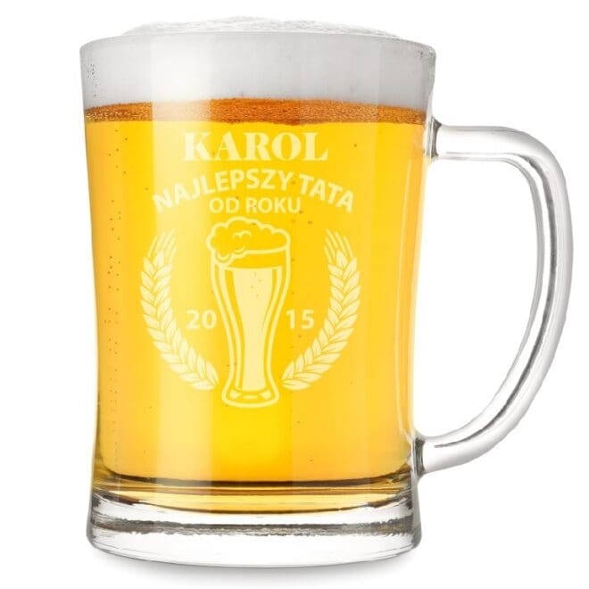 Kufel z grawerem do piwa dla taty "Najlepszy Tata od roku..."