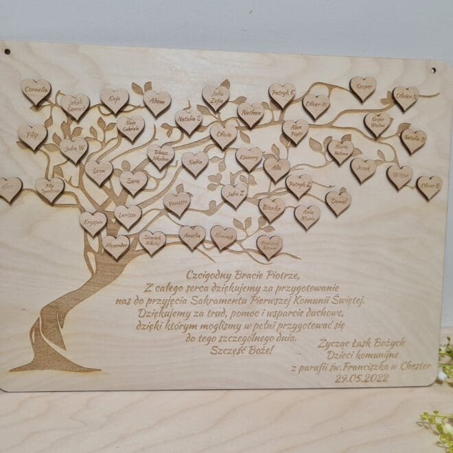 Personalizowana tabliczka z imionami dzieci podziękowanie, prezent dla Księdza, Katechety I Komunia Święta