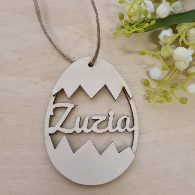 Zawieszka z imieniem na koszyczek "Jajko wycięte"