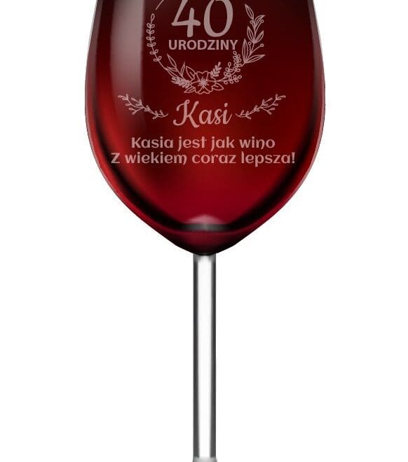 Kieliszek do wina dla z grawerem "Z WIEKIEM LEPSZA"