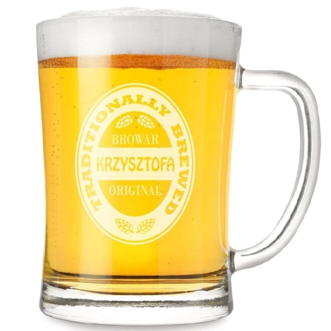 Kufel z grawerem "Traditionally brewed"