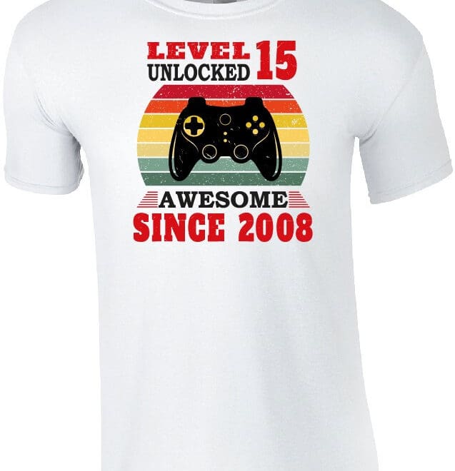 Koszulka męska z nadrukiem na urodziny - Level unlocked