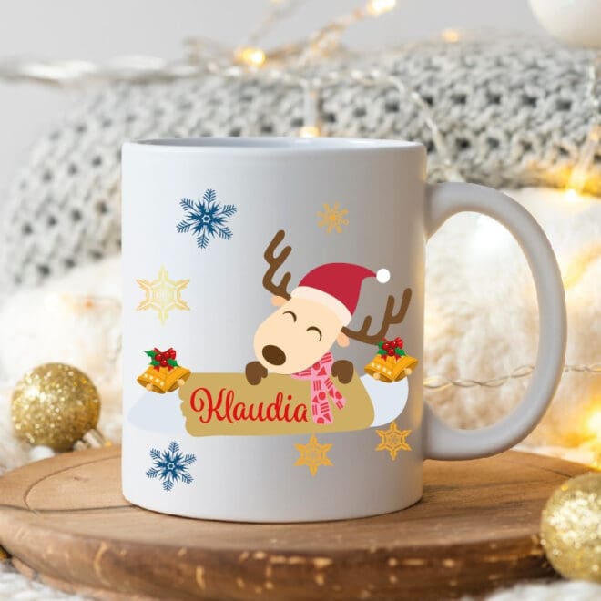 KUBEK ŚWIĄTECZNY Z IMIENIEM "RENIFEREK"