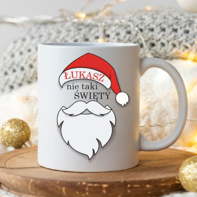 Kubek Świąteczny z imieniem "NIE TAKI ŚWIĘTY"