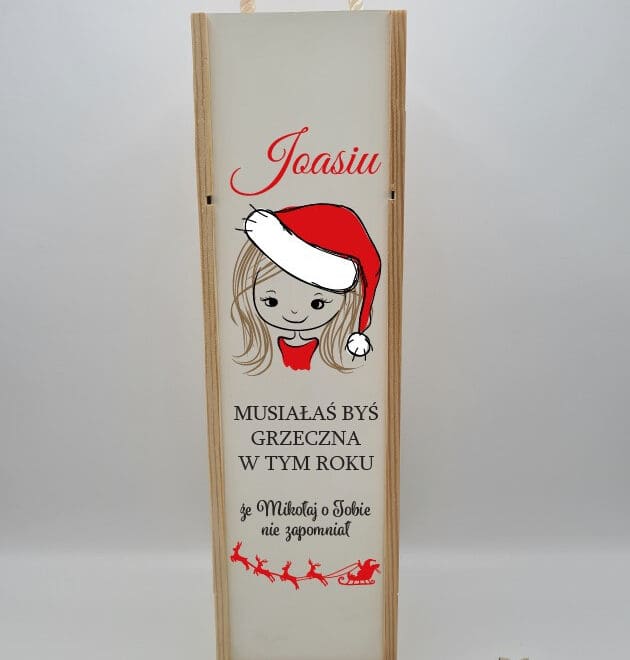 Personalizowana świąteczna skrzynka na alkohol "Musiałaś być grzeczna w tym roku"