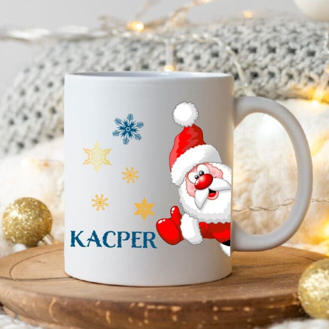 Personalizowany kubek świąteczny z imieniem - Mikołaj
