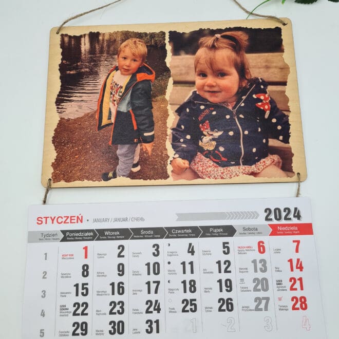 Kalendarz Drewniany dla Babci i dziadka ze zdjęciami