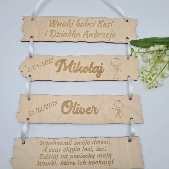 Tabliczki dla Dziadka/Babci/Dziadków z urodzinami wnuków