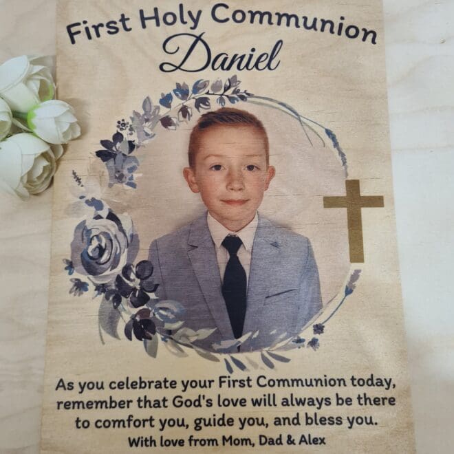Personalizowana Pamiątka Pierwszej Komunii Świętej ze zdjęciem