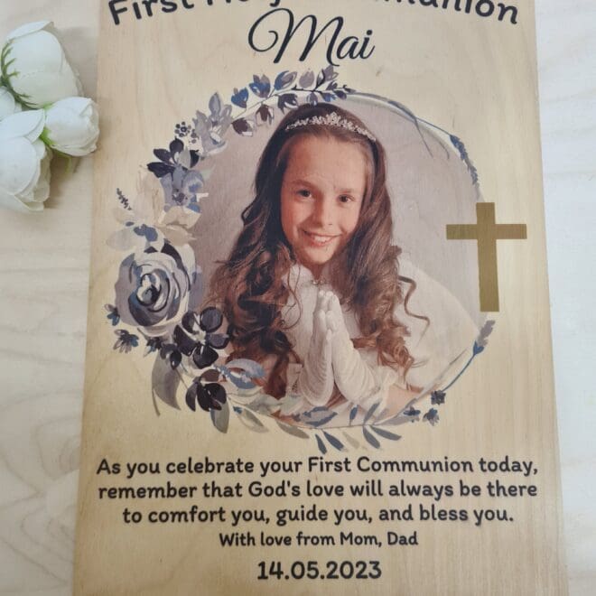 Personalizowana Pamiątka Pierwszej Komunii Świętej ze zdjęciem