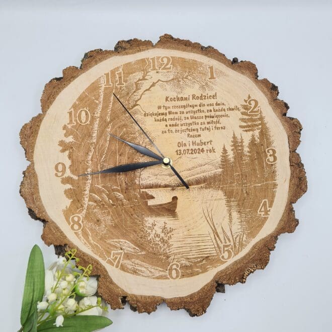 Podziękowania ślubne dla rodziców zegar z grawerem