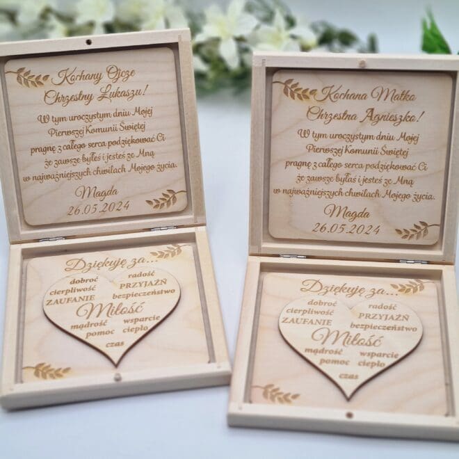 Pudełko z podziękowaniem dla Rodziców Chrzestnych
