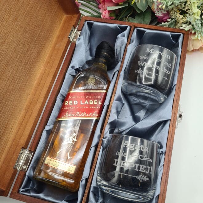 Zestaw skrzynka podwojna oraz dwie szklanki prezent z okazji slubu