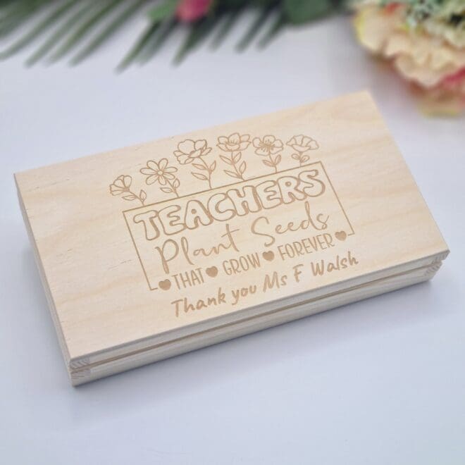 Drewniane pudełko piórnik - Prezent dla nauczyciela