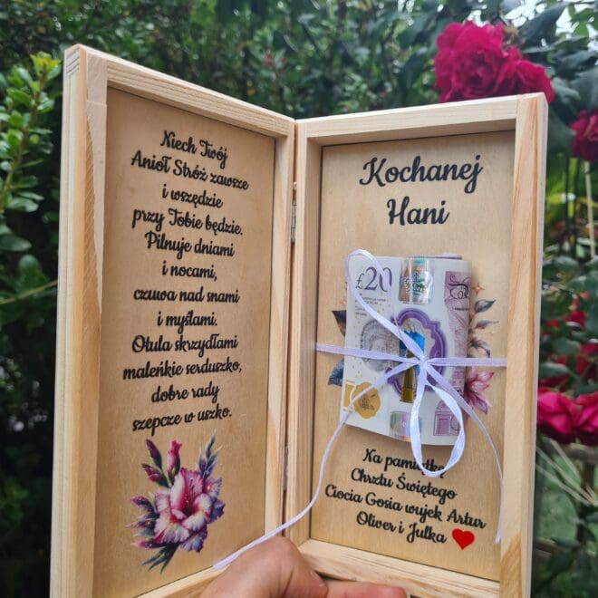 pudelko na pieniadze pamiatka chrztu swieteko Aniolek
