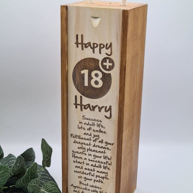 skrzynka na alkohol prezent z okazji 18 urodzin w jezyku angielskim