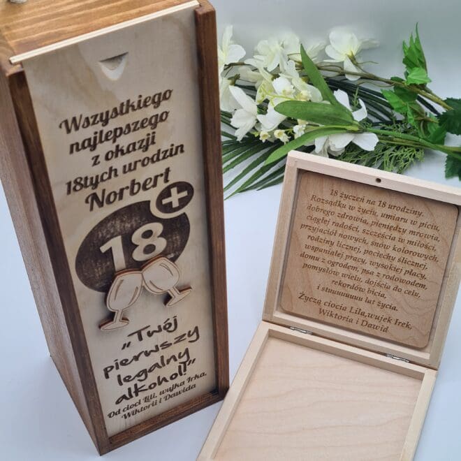 zestaw na 18 urodziny skrzynka na alkohol i pudelko na pieniadze