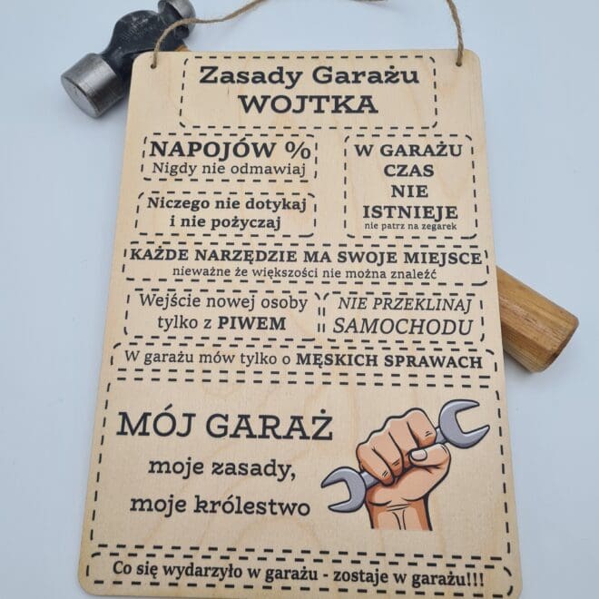 tabliczka do garażu z zasadami