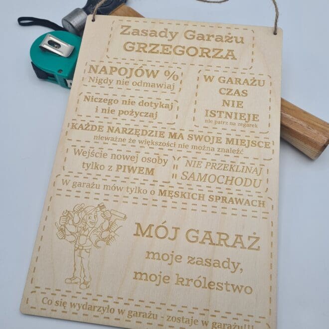 Tabliczka Zasady garażu