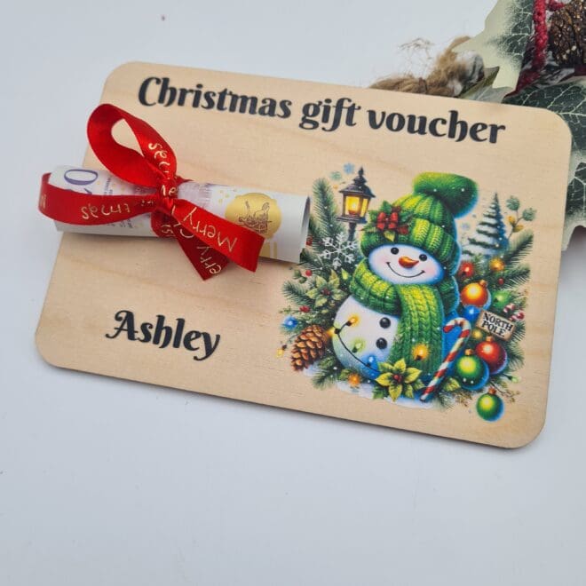 Christmas gift voucher - Świąteczny bon podarunkowy w języku angielskim - Bałwanek