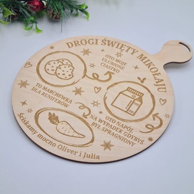 Deska na przysmaki dla Mikołaja i Renifera