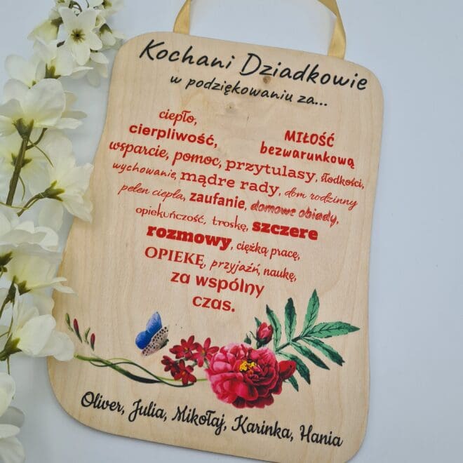 Tabliczka podziekowania dla dziadków