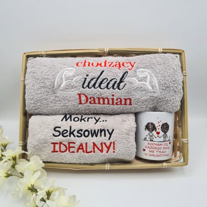 prezent na walentynki 2 reczniki i kubek