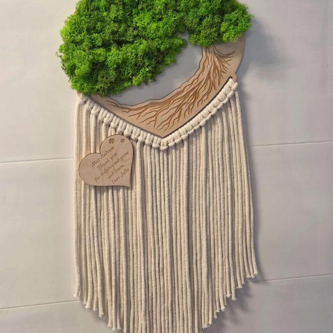 Drzewo z mchem makrama prezent dla nauczyciela