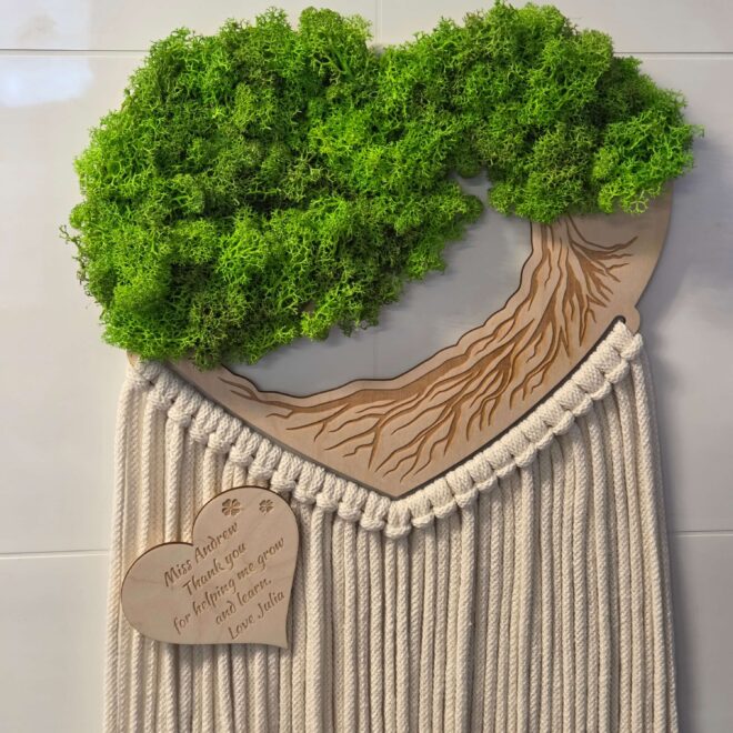 Drzewo z mchem makrama prezent dla nauczyciela