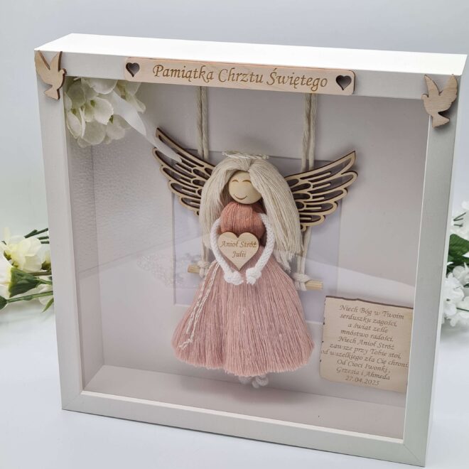 Anioł Stróż dla dziewczynki Pamiętka Chrztu Świętego