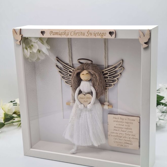 Anioł Stróż dla dziewczynki Pamiętka Chrztu Świętego