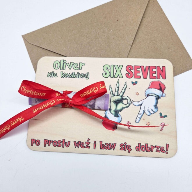 Świąteczny bon podarunkowy z humorem Six Seven (67)